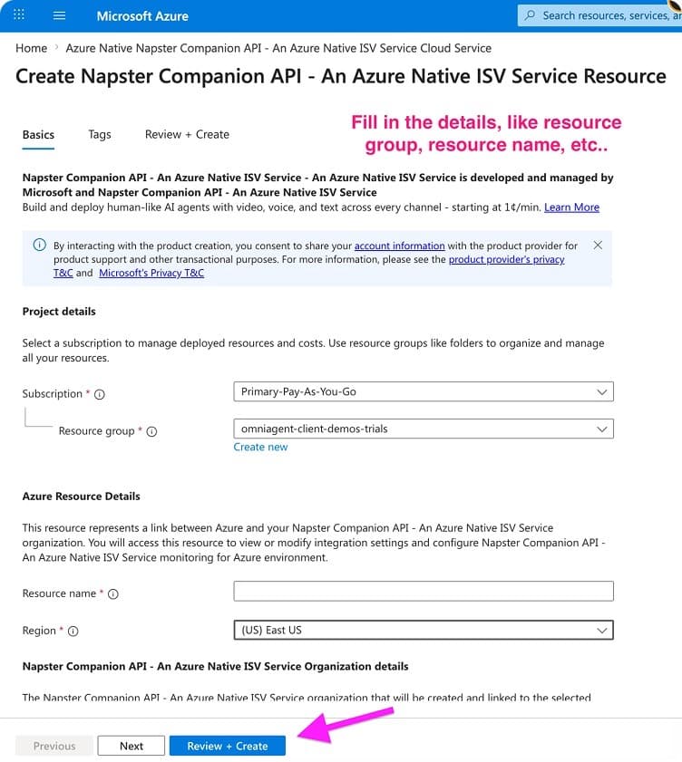 Configure resource details