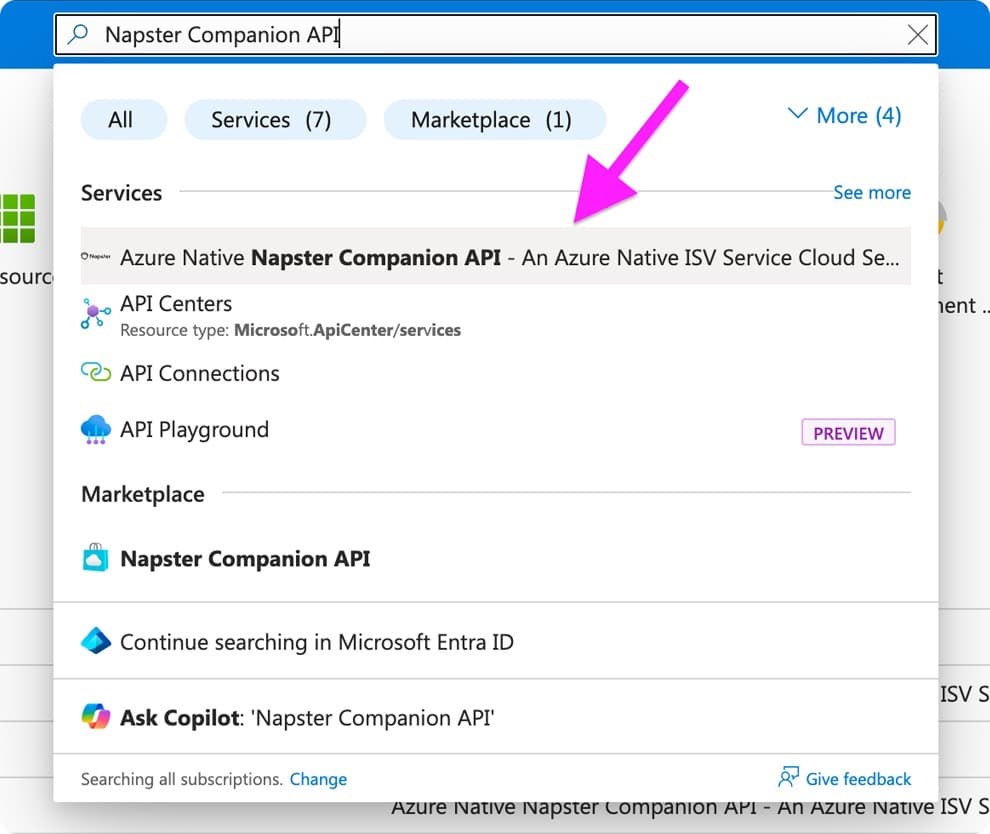 Search for Napster Companion API