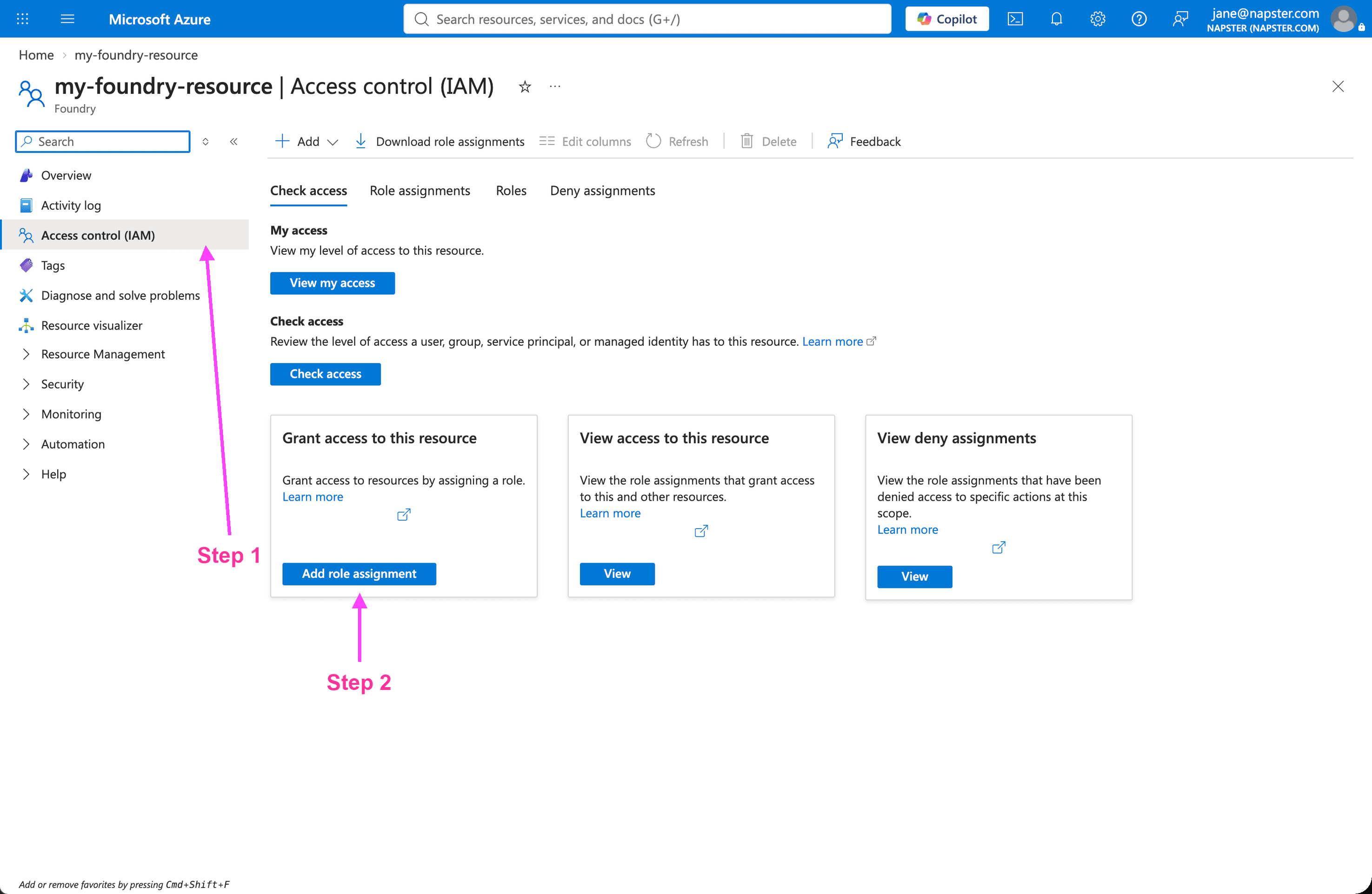 Access control (IAM) on the Foundry resource