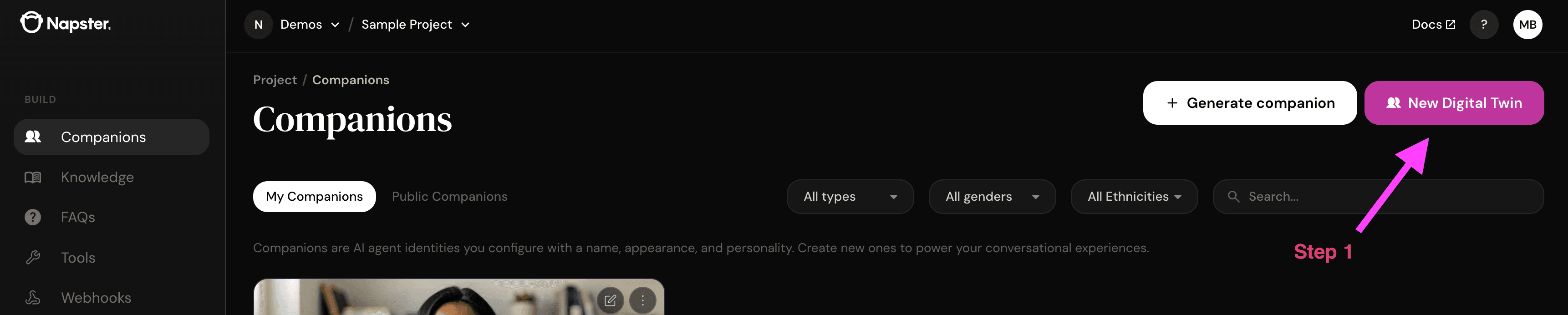 Click New Digital Twin in the Companions view
