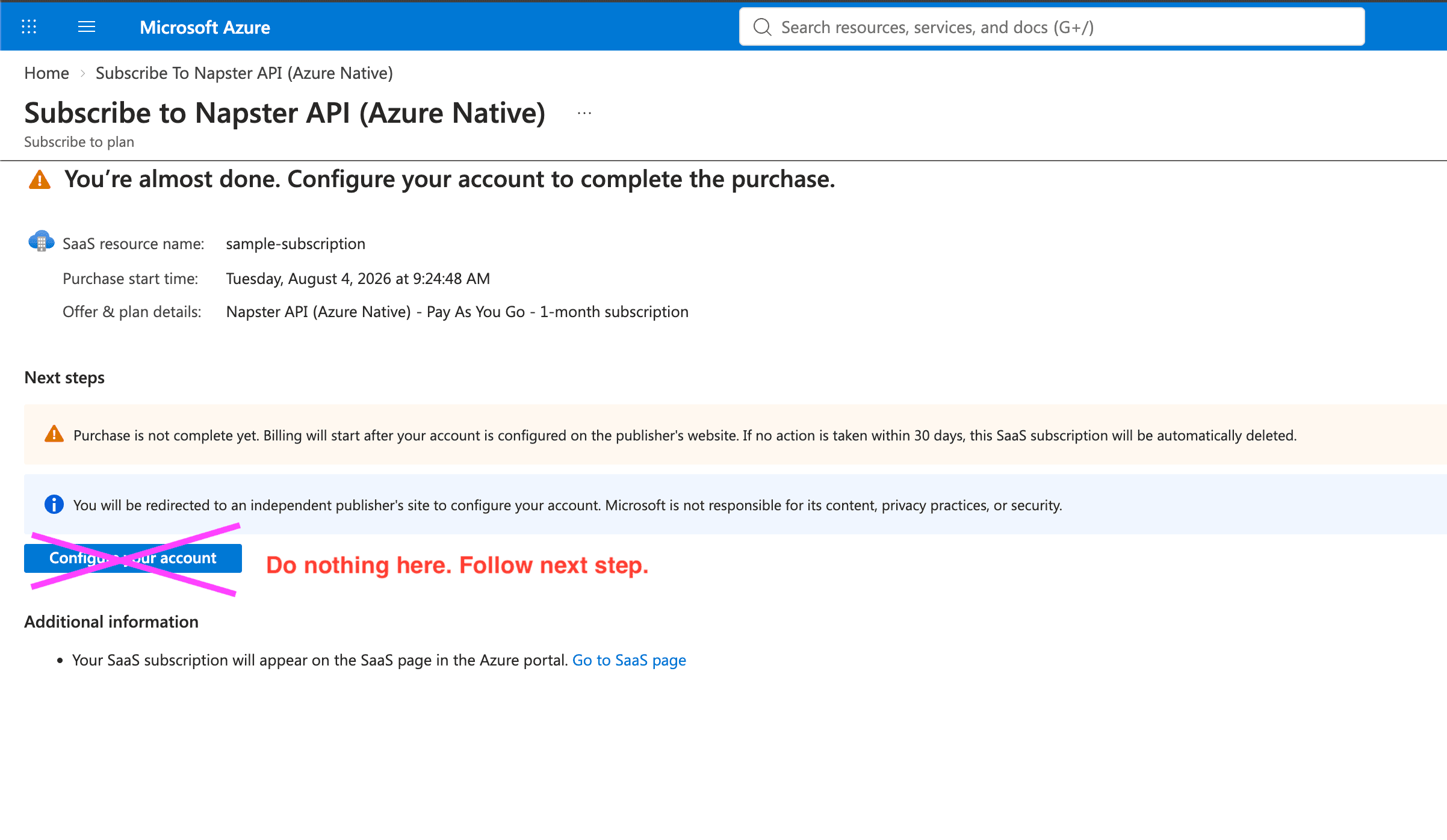 Do not configure the account